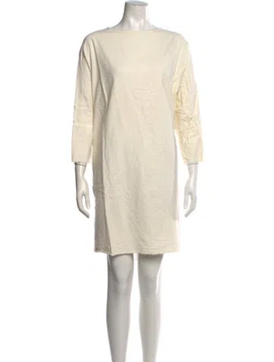 Pre-owned Black Crane Bateau Neckline Mini Dress In Neutrals