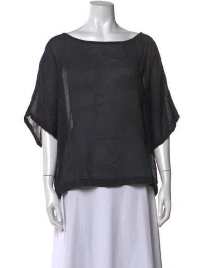 Pre-owned Black Crane Bateau Neckline Short Sleeve Top In Grey