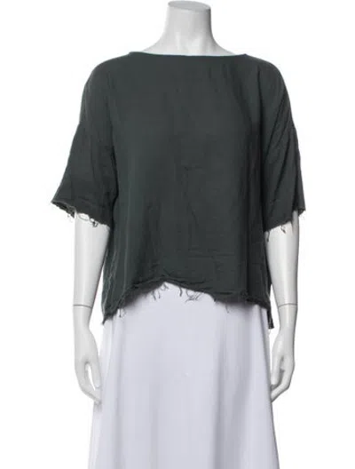 Pre-owned Black Crane Bateau Neckline Short Sleeve Top In Grey