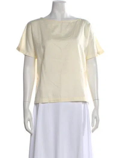Pre-owned Black Crane Bateau Neckline Short Sleeve Top In White