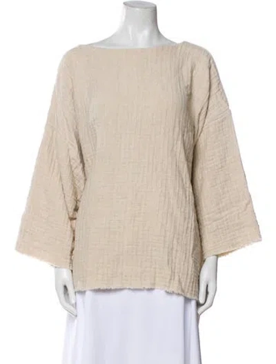 Pre-owned Black Crane Bateau Neckline Three-quarter Sleeve Sweatshirt In Neutral