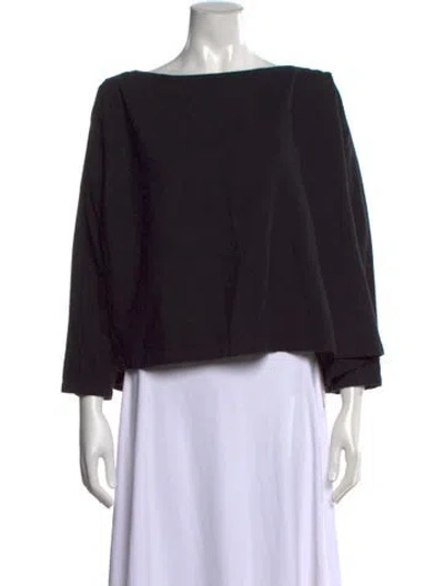 Pre-owned Black Crane Bateau Neckline Three-quarter Sleeve Top In Black