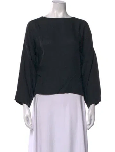 Pre-owned Black Crane Bateau Neckline Three-quarter Sleeve Top In Black
