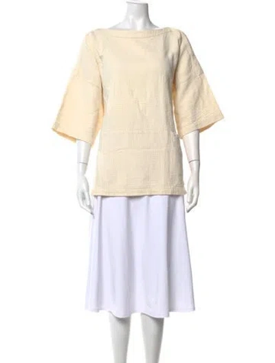 Pre-owned Black Crane Bateau Neckline Three-quarter Sleeve Top In Neutrals