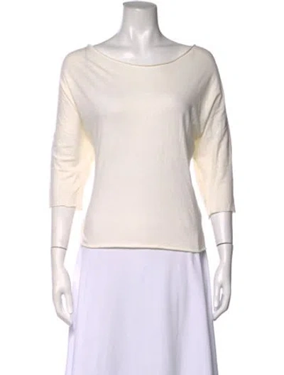 Pre-owned Black Crane Bateau Neckline Three-quarter Sleeve Top In Neutrals