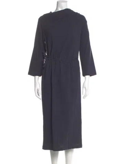 Pre-owned Black Crane Cowl Neck Long Dress In Gray
