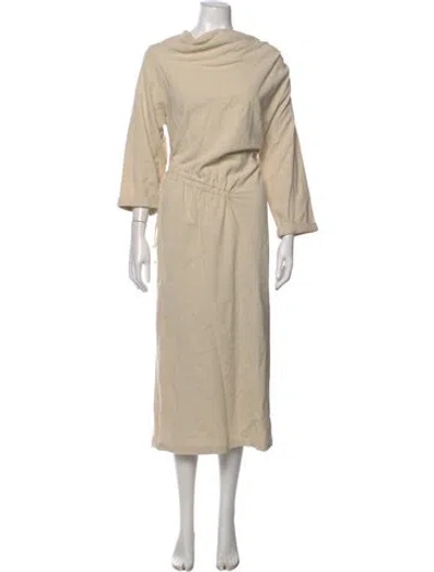 Pre-owned Black Crane Cowl Neck Midi Length Dress In Neutrals