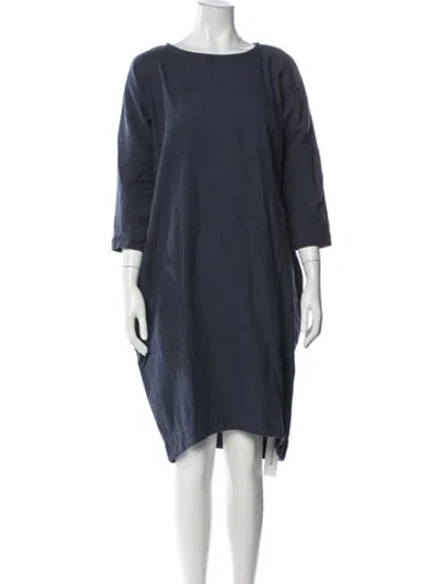 Pre-owned Black Crane Crew Neck Knee-length Dress In Blue