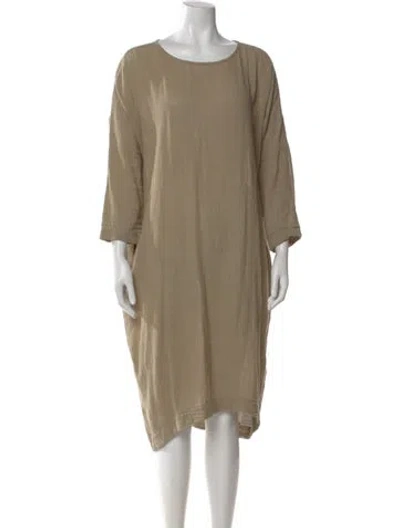 Pre-owned Black Crane Crew Neck Knee-length Dress In Neutral
