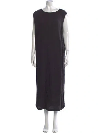Pre-owned Black Crane Crew Neck Long Dress In Black