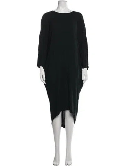 Pre-owned Black Crane Crew Neck Long Dress In Black