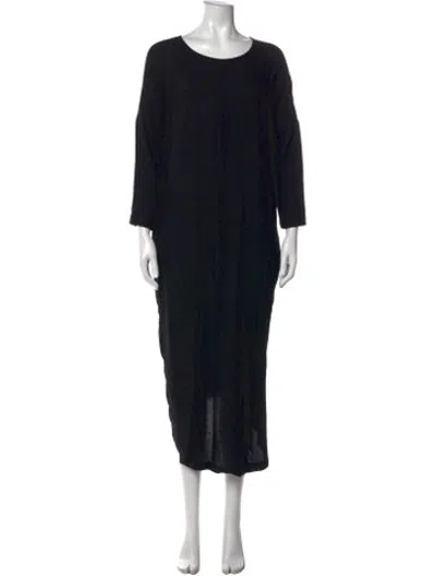 Pre-owned Black Crane Crew Neck Long Dress In Black