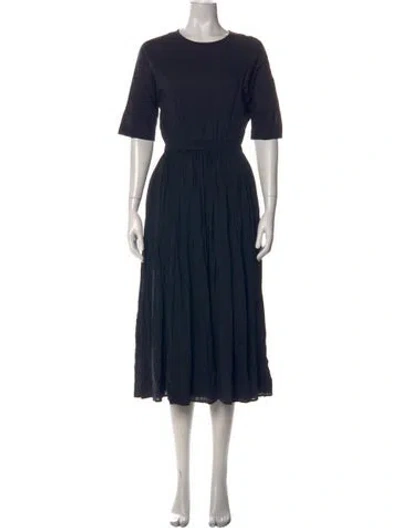 Pre-owned Black Crane Crew Neck Long Dress In Blue