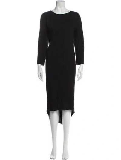 Pre-owned Black Crane Crew Neck Long Dress In Gray