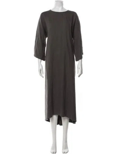 Pre-owned Black Crane Crew Neck Long Dress In Grey