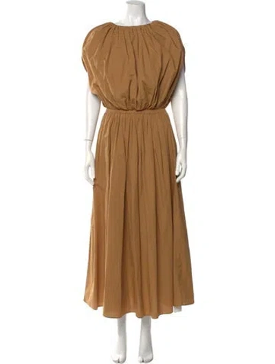 Pre-owned Black Crane Crew Neck Long Dress In Neutral
