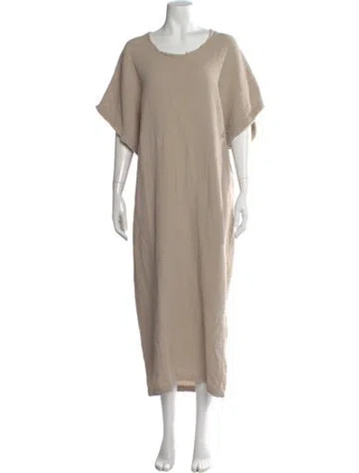 Pre-owned Black Crane Crew Neck Long Dress In Neutral