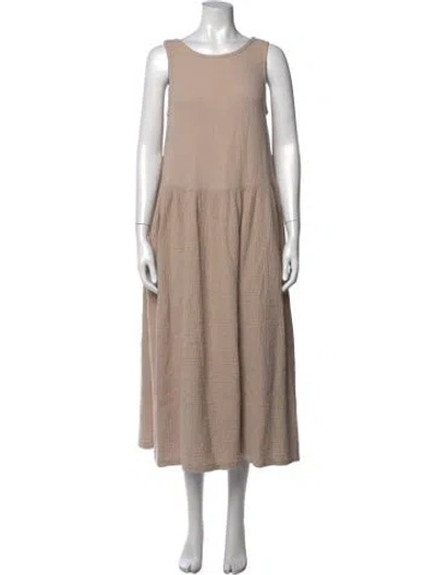 Pre-owned Black Crane Crew Neck Long Dress In Neutral