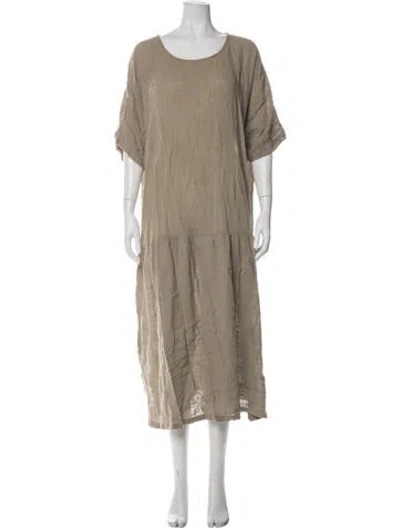 Pre-owned Black Crane Crew Neck Long Dress In Neutral