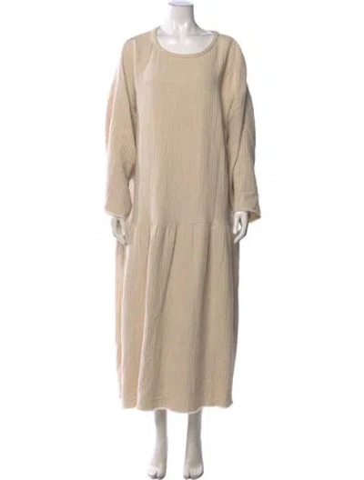 Pre-owned Black Crane Crew Neck Long Dress In Neutral