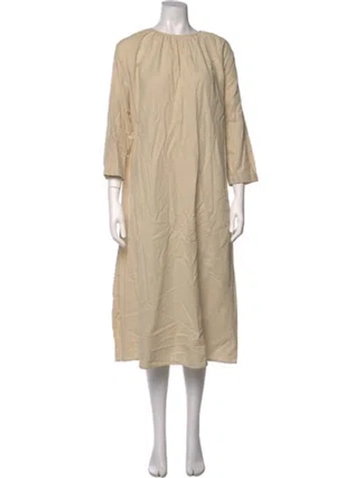 Pre-owned Black Crane Crew Neck Long Dress In Neutrals