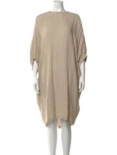 Pre-owned Black Crane Crew Neck Long Dress In Neutrals