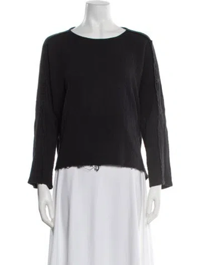 Pre-owned Black Crane Crew Neck Long Sleeve Top In Blue