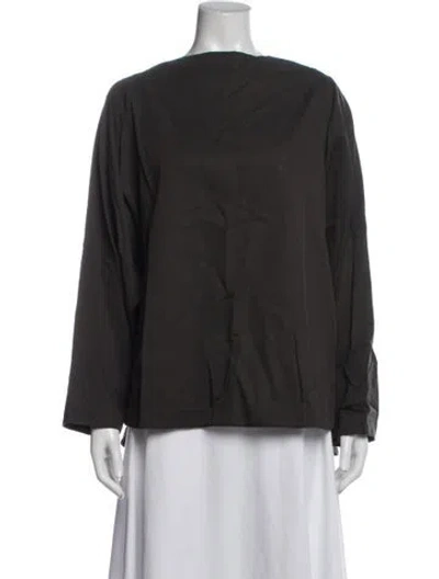 Pre-owned Black Crane Crew Neck Long Sleeve Top In Green
