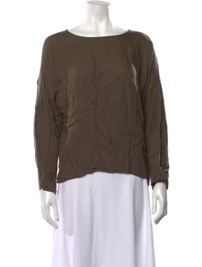 Pre-owned Black Crane Crew Neck Long Sleeve Top In Green
