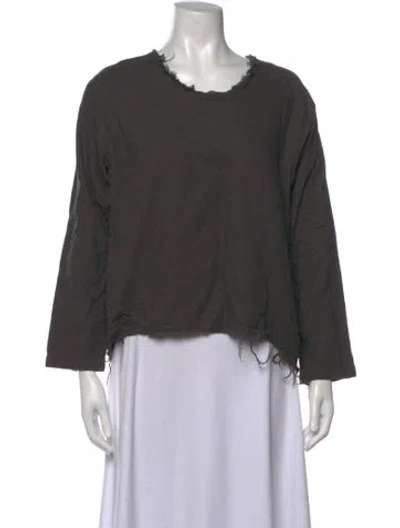 Pre-owned Black Crane Crew Neck Long Sleeve Top In Grey