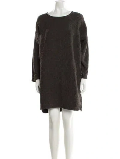 Pre-owned Black Crane Crew Neck Long Sleeve Tunic In Black