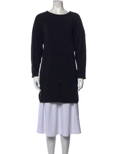 Pre-owned Black Crane Crew Neck Long Sleeve Tunic In Black