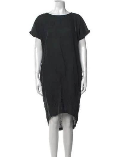 Pre-owned Black Crane Crew Neck Midi Length Dress In Black