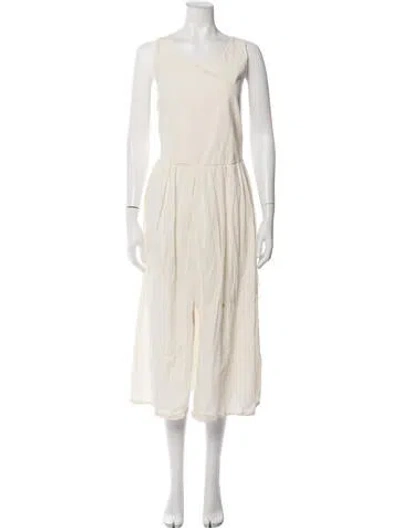 Pre-owned Black Crane Crew Neck Midi Length Dress In Neutrals