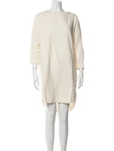 Pre-owned Black Crane Crew Neck Midi Length Dress In Neutrals