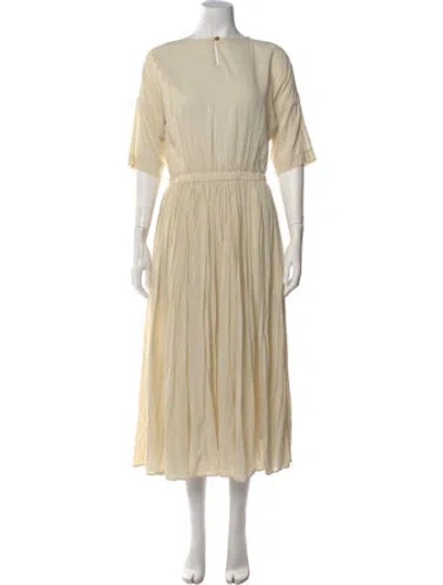 Pre-owned Black Crane Crew Neck Midi Length Dress In Orange