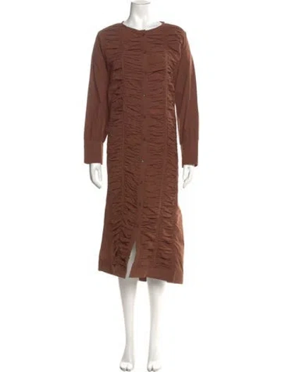 Pre-owned Black Crane Crew Neck Midi Length Dress W/ Tags In Brown