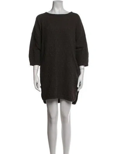 Pre-owned Black Crane Crew Neck Mini Dress In Black