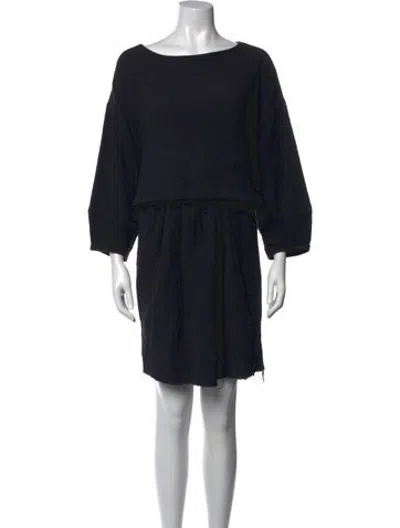 Pre-owned Black Crane Crew Neck Mini Dress In Black