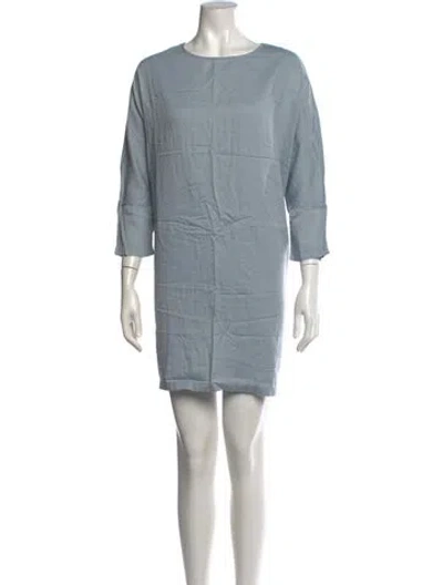 Pre-owned Black Crane Crew Neck Mini Dress In Blue