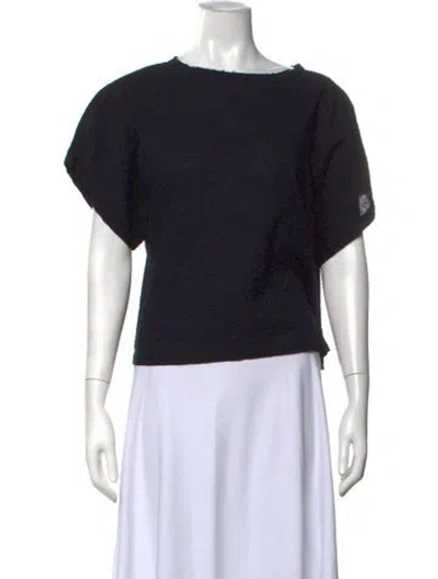 Pre-owned Black Crane Crew Neck Short Sleeve Top In Black