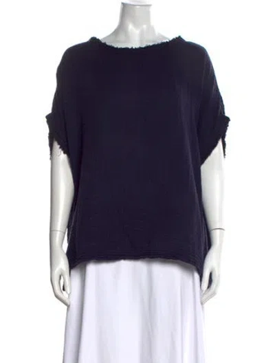 Pre-owned Black Crane Crew Neck Short Sleeve Top In Blue