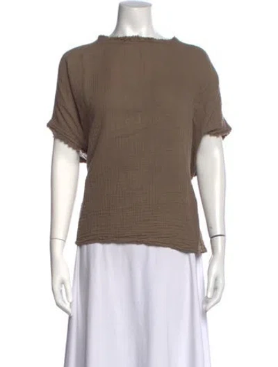 Pre-owned Black Crane Crew Neck Short Sleeve Top In Brown