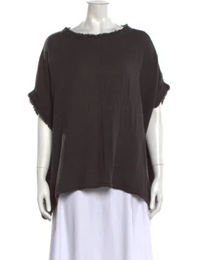 Pre-owned Black Crane Crew Neck Short Sleeve Top In Grey