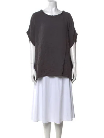 Pre-owned Black Crane Crew Neck Short Sleeve Top In Grey