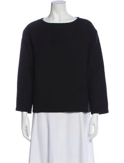 Pre-owned Black Crane Crew Neck Three-quarter Sleeve Top In Black