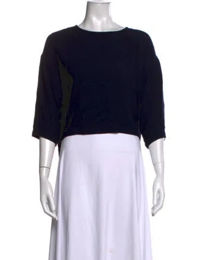 Pre-owned Black Crane Crew Neck Three-quarter Sleeve Top In Black