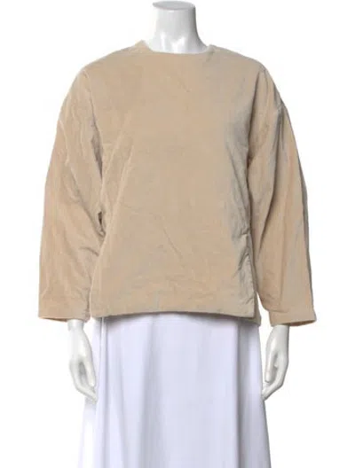 Pre-owned Black Crane Crew Neck Three-quarter Sleeve Top In Neutrals