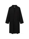 Black Crane Crinkled Button Coat In Black