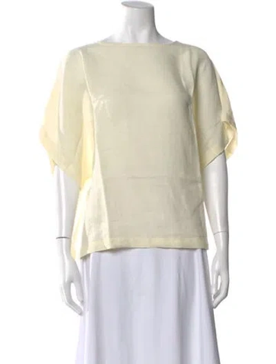 Pre-owned Black Crane Linen Bateau Neckline Top In Neutral